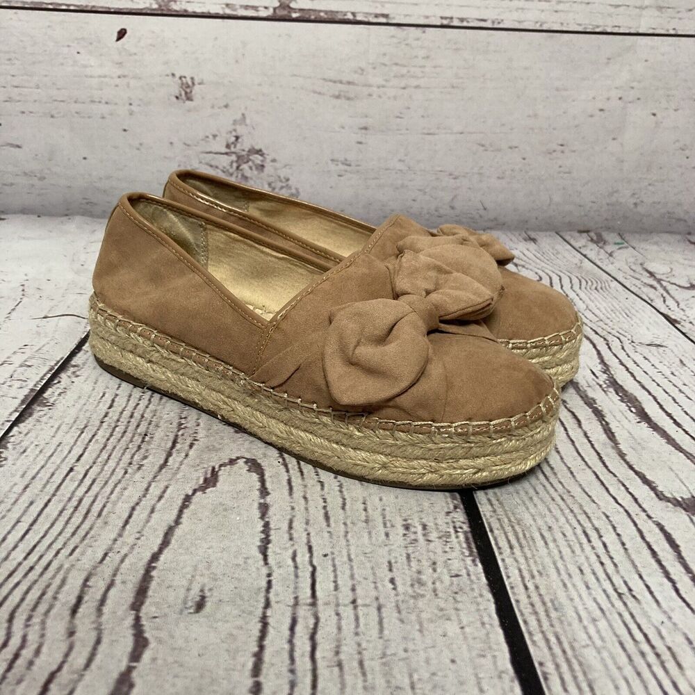 Circus Sam Edelman Shoes Womens 7.5 Cali Espadrille Golden Caramel Bow Slip On